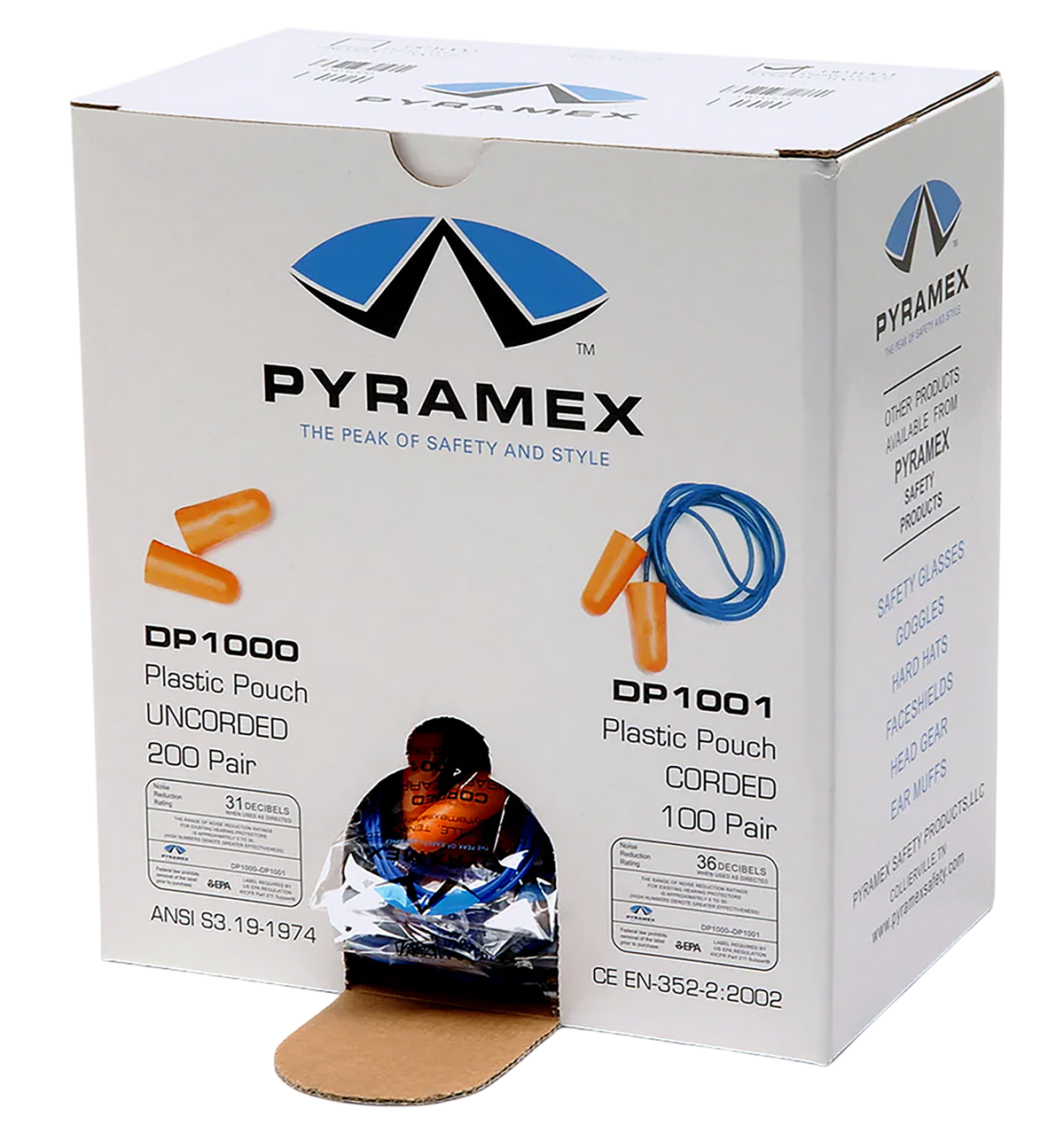Pyramex DP1001 Corded Foam 32 dB NRR In The Ear Yellow/Orange Earplugs - 100 Pair — view 2