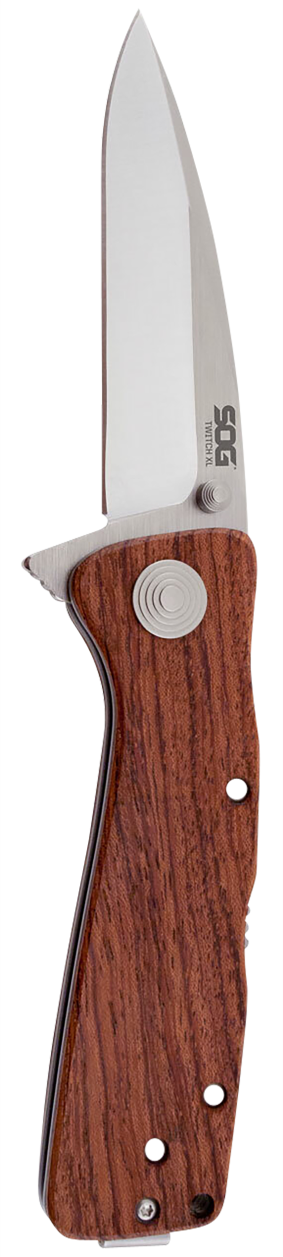 S.O.G Twitch II 2.65" Folding Drop Point Plain AUS-8A SS - Brown Rosewood Handle — view 2