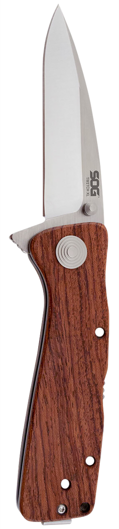 S.O.G Twitch II 2.65" Folding Drop Point Plain AUS-8A SS - Brown Rosewood Handle — view 2
