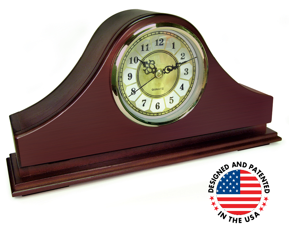Peace Keeper MGC Mantle Gun Clock Wood Mahogany Stain - Holds 1 Handgun — view 2