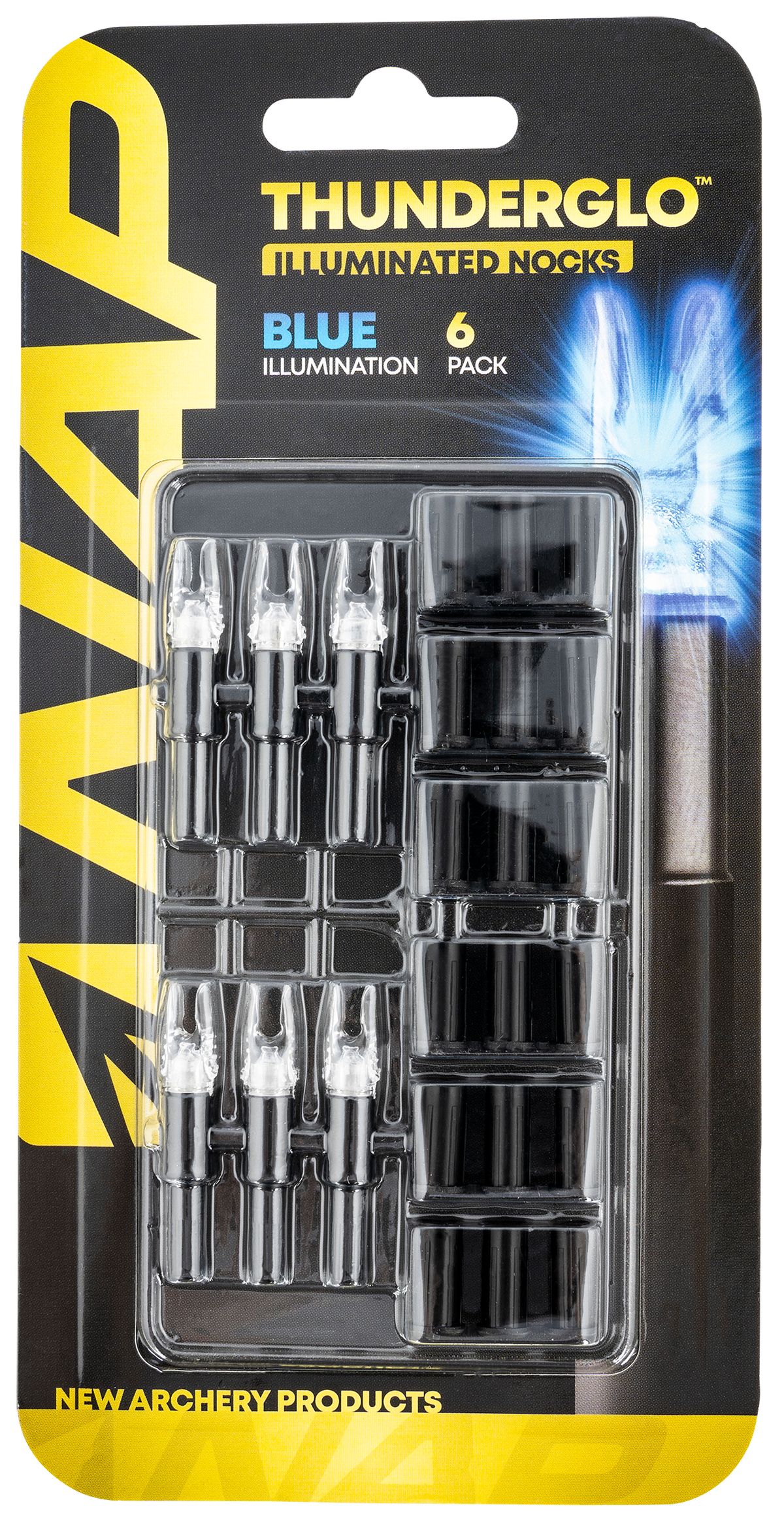 NAP Thunderglo Illuminated Arrow Nock Blue 6-Pack — view 2