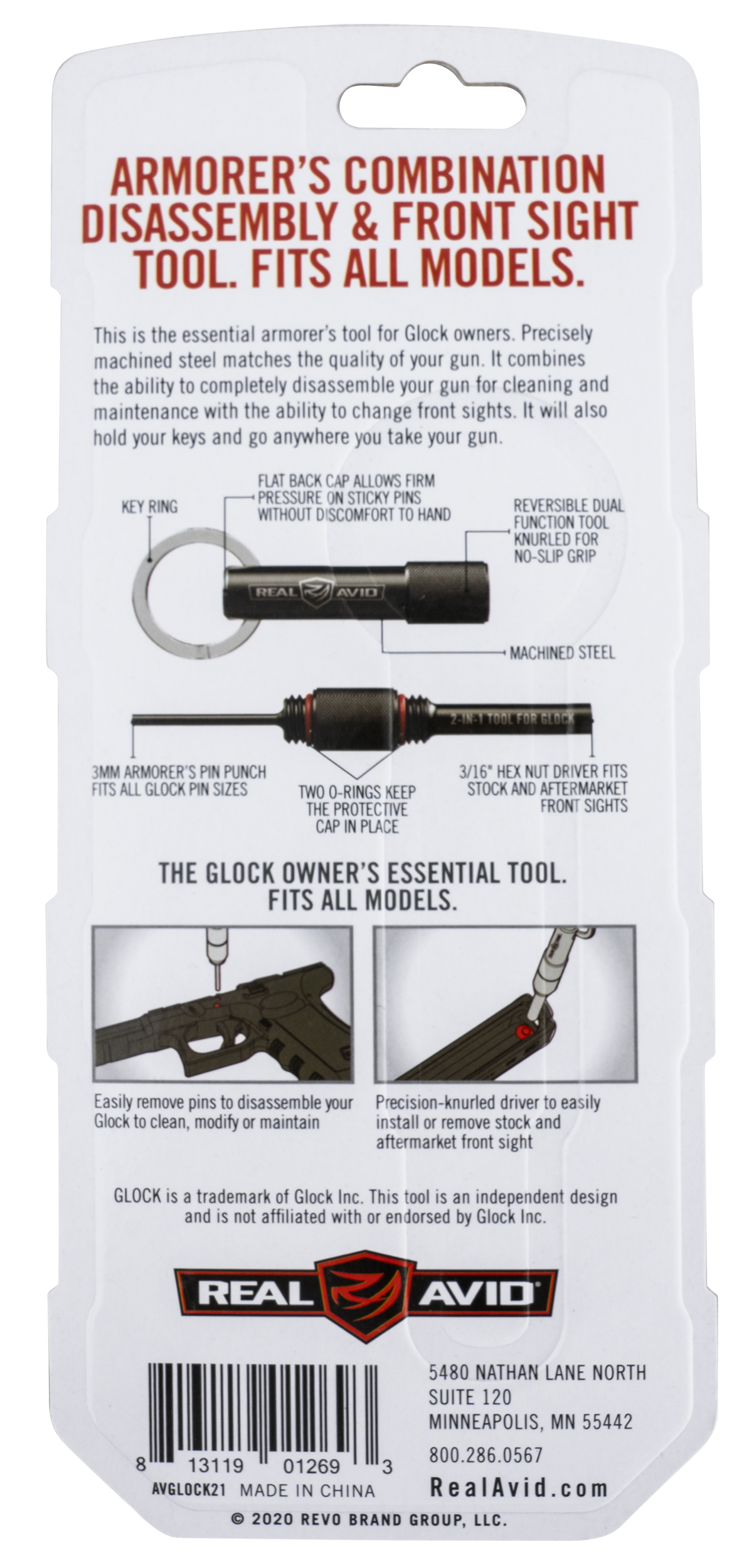 Real Avid 2-In-1 Glock Tool - Black Steel — view 2