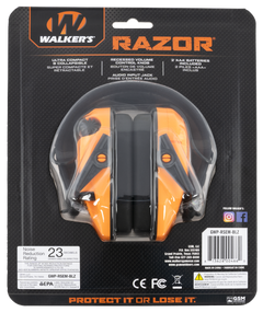 Walkers Game Ear Razor Slim Electronic Muff 23 dB Over the Head Blaze Orange/Black Polymer — view 2