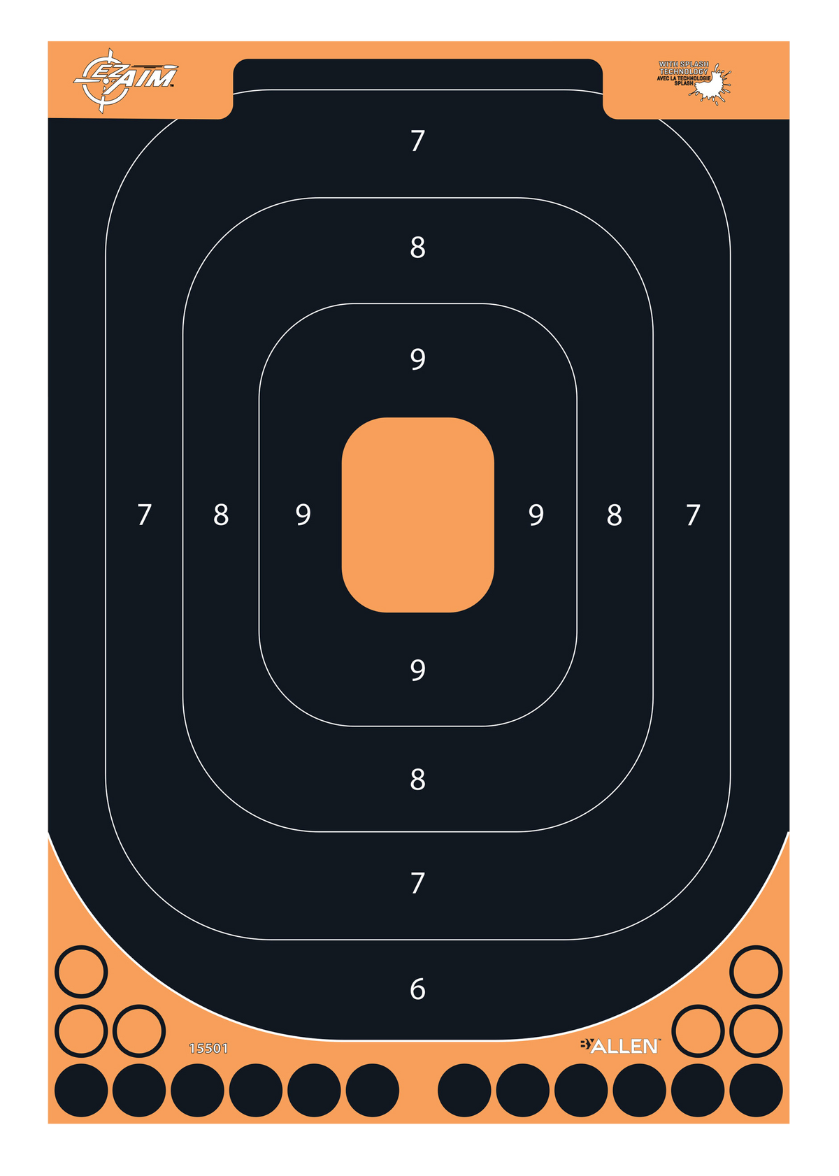 EZ-Aim Splash Reactive 14"x22" Oval Self-Adhesive Paper Target Kit - Black/Orange — view 2