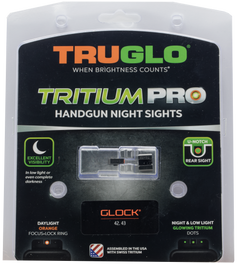 TruGlo Tritium Pro Glock 42/43/43X/48 Night Sight Set - Green Tritium Orange Outline Front — view 2