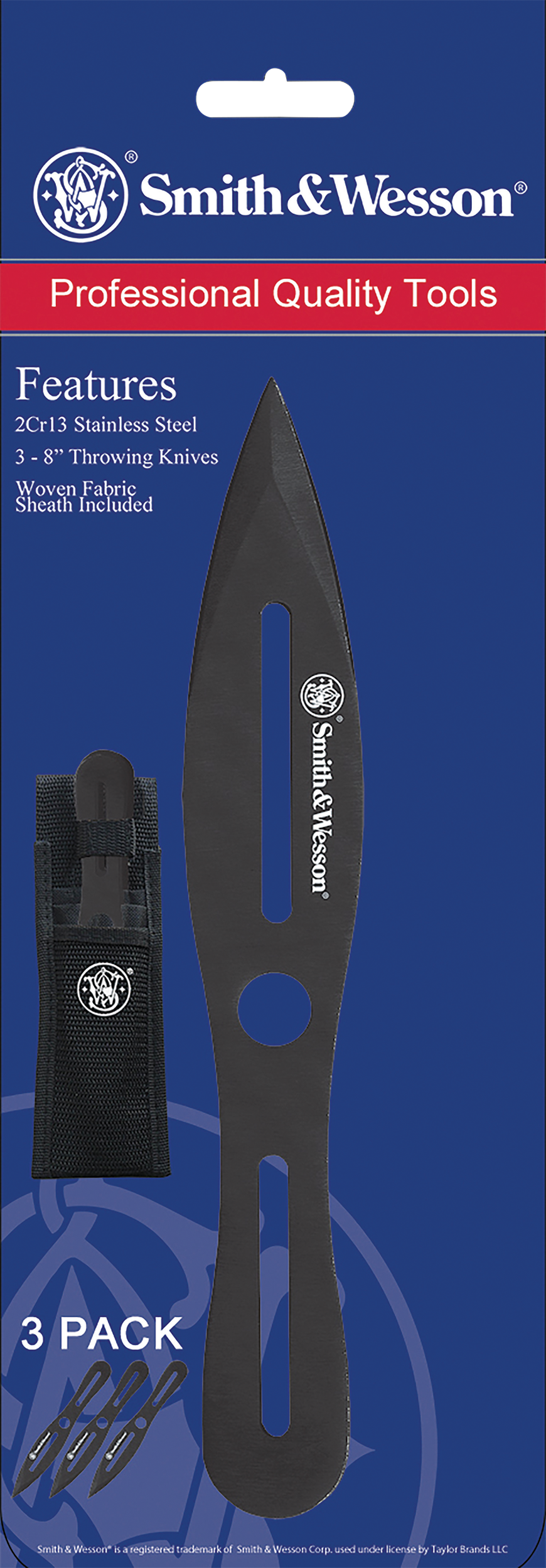 Smith & Wesson Knives Bullseye Throwing Knife Set 4.26" Fixed 2Cr13MoV SS Black Oxide - Set of 3 — view 2