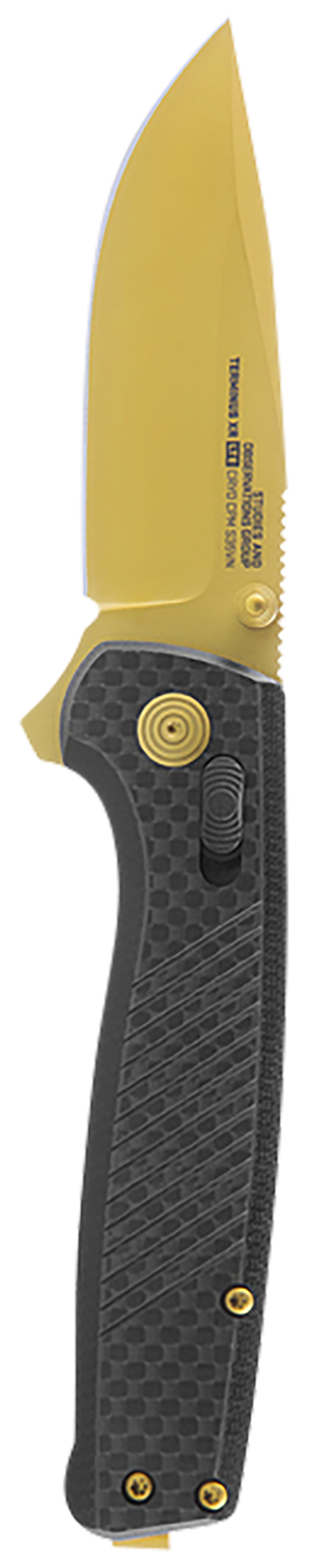 S.O.G Terminus XR LTE 2.95" Folding Clip Point Plain Gold TiCN CPM S35VN Blade Black G10/Carbon Fiber Handle — view 2