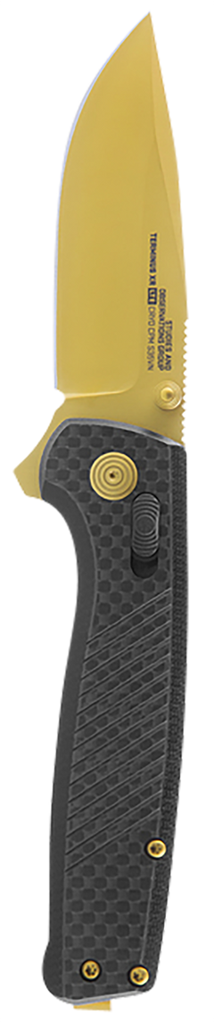 S.O.G Terminus XR LTE 2.95" Folding Clip Point Plain Gold TiCN CPM S35VN Blade Black G10/Carbon Fiber Handle — view 2