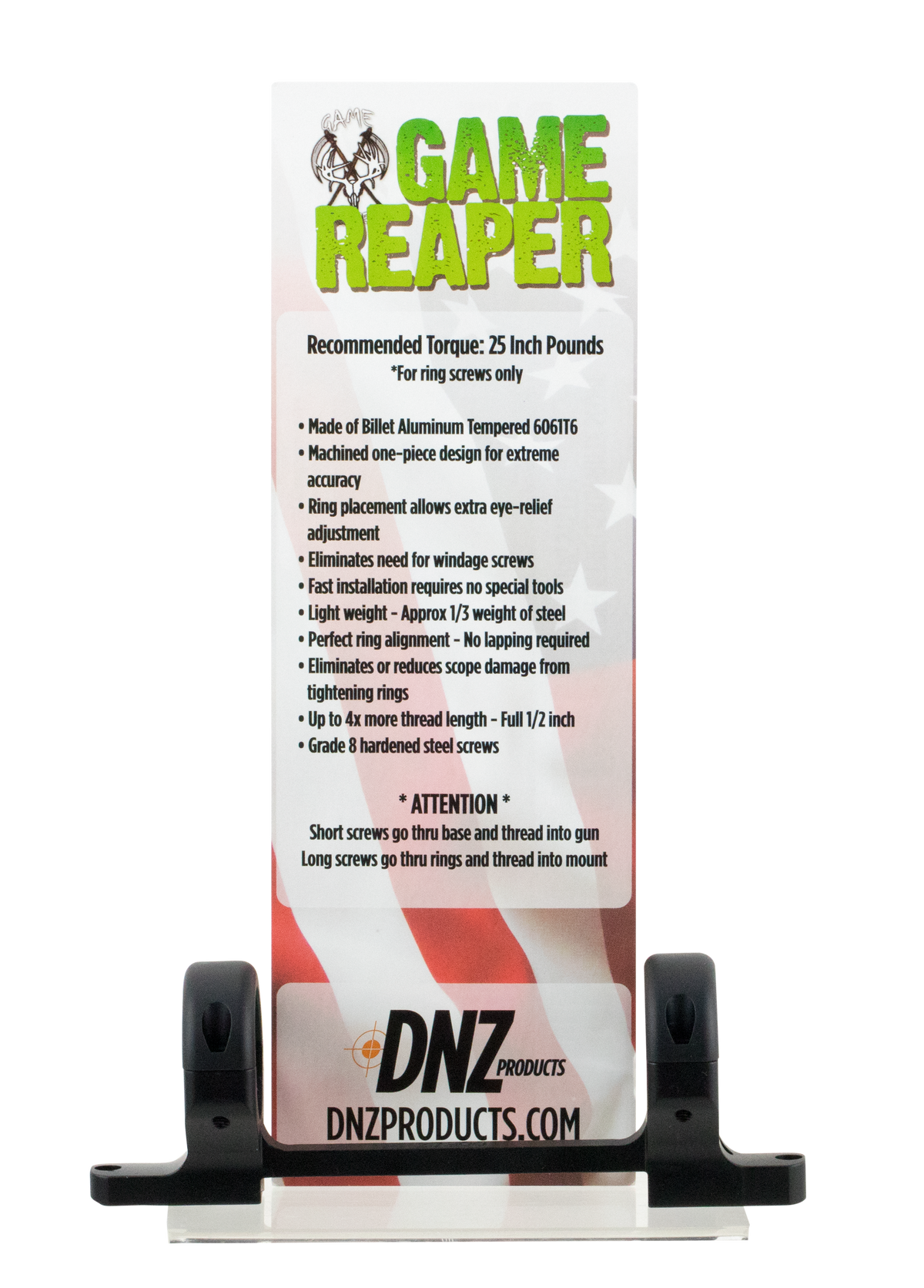DNZ Game Reaper 1-Pc Scope Mount & Ring Combo 30mm High Matte Black - Howa 1500 Long Action — view 2