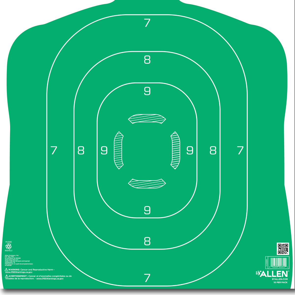 EZ-Aim 15204 Silhouette Paper Hanging Target 12" x 18" Green/White - 10 Pack — view 2