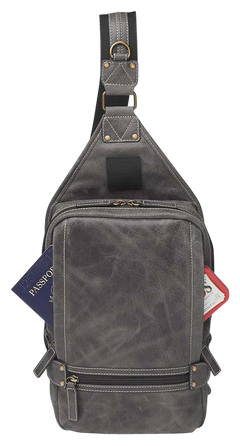 Kingport Industries GTM-CZY/108 Sling Backpack Gray Leather CCW Bag - Includes Holster — view 2