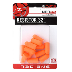 Radians FP8000BP Resistor Foam Earplugs 32 dB NRR Orange 6 Pair — view 2