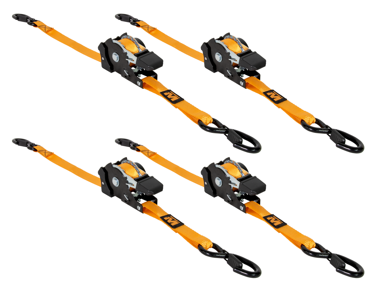 Muddy MUD-RRS10 1" x 10' Retractable Ratchet Straps 4-Pack - Orange — view 2