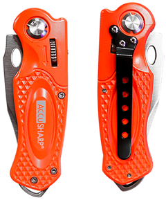 AccuSharp 709C Sport 3" Folding Plain Stainless Steel Blade Blaze Orange Anodized Aluminum Handle — view 2