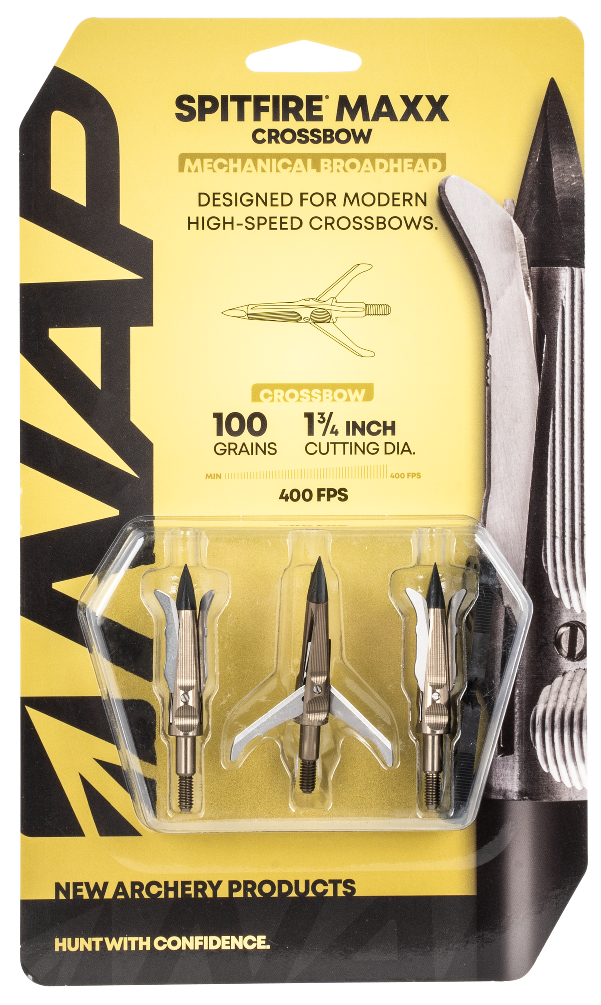 NAP Spitfire Maxx Crossbow 100gr 3-Blade Mechanical Broadhead 3 Pk — view 2