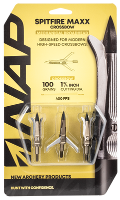 NAP Spitfire Maxx Crossbow 100gr 3-Blade Mechanical Broadhead 3 Pk — view 2