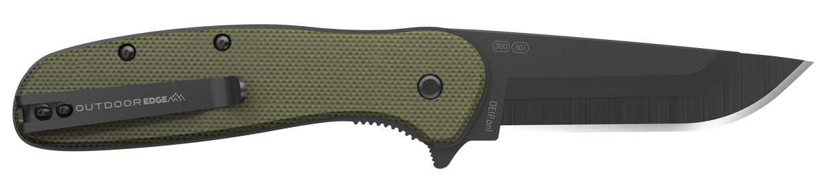 Outdoor Edge Razor VX2 3" Folding Plain 420J2 SS Green G10 Handle EDC Knife — view 2