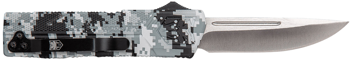 CobraTec Lightweight 3.25" OTF Drop Point D2 Steel Winter Digi Camo Aluminum Handle — view 2