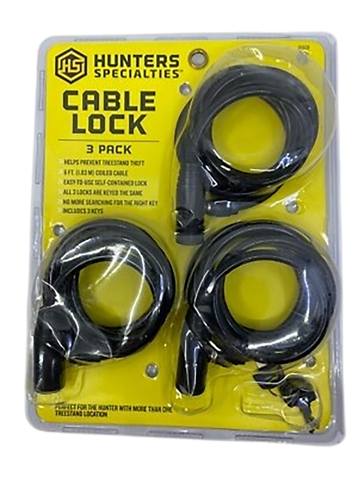 Hunters Specialties HS-00608 6 ft Cable Key Lock - 3 Pack — view 2