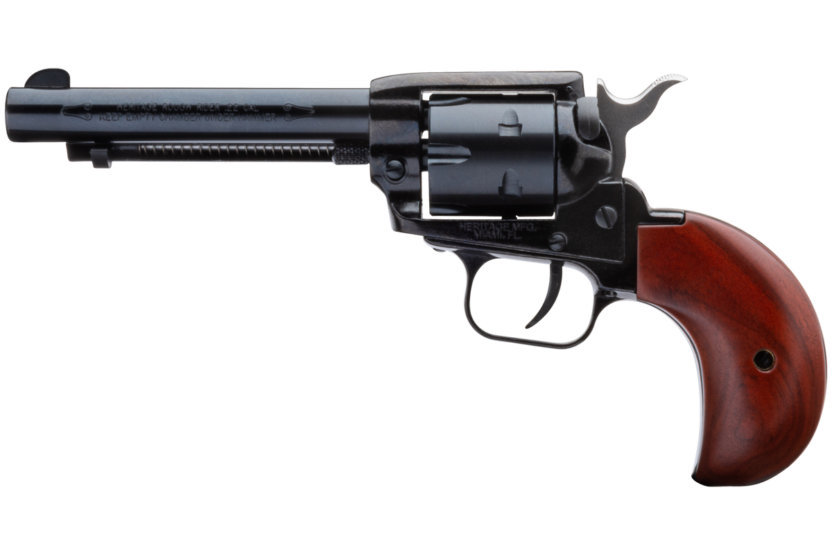 Heritage Mfg Rough Rider 22 LR/22 WMR 4.75" 6-Shot SAO Revolver - Cocobolo Bird Head Grip - Black — view 2