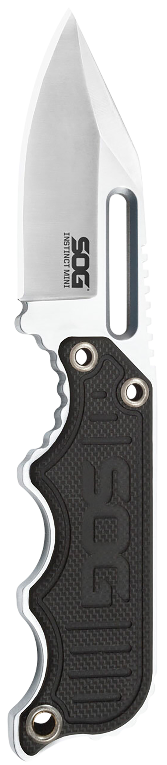 S.O.G Instinct Mini 1.90" Fixed Blade Clip Point Plain Satin 5Cr15MoV SS Black/Silver G10/SS Handle — view 2
