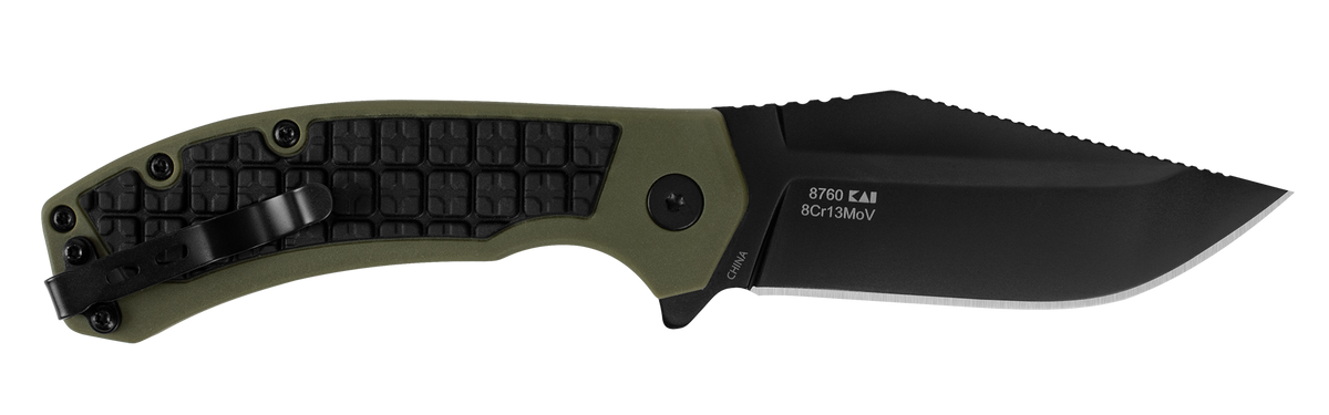 Kershaw Faultline 8760 3" Folding Drop Point Plain 8Cr13MoV Black Oxide Black/OD Green GFN — view 2