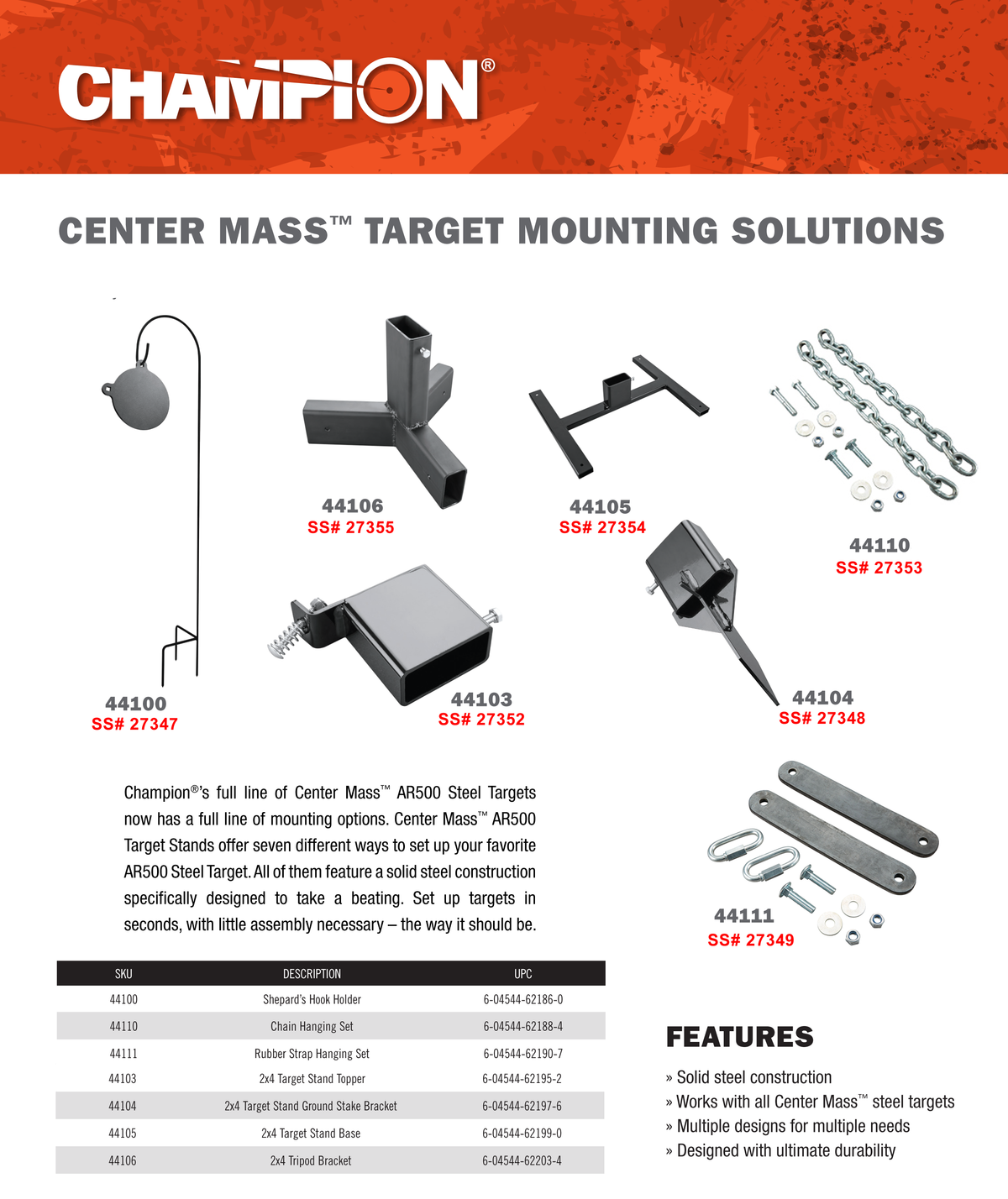 Champion Targets 44100 Shepard's Hook Holder Black Standing Steel Target Stand for Center Mass AR500 Targets — view 2