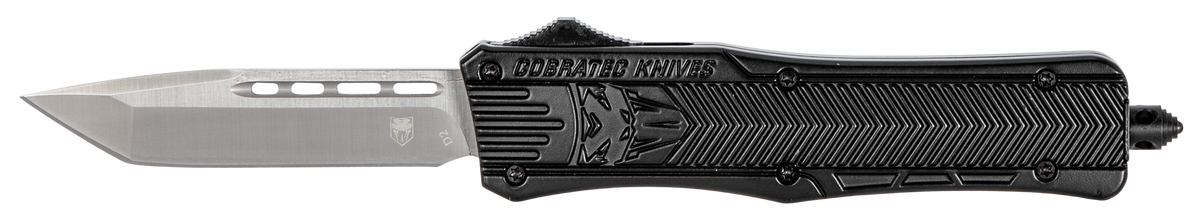 CobraTec Knives CTK-1 Medium 3" OTF Tanto Plain D2 Steel Black Aluminum Handle — view 2