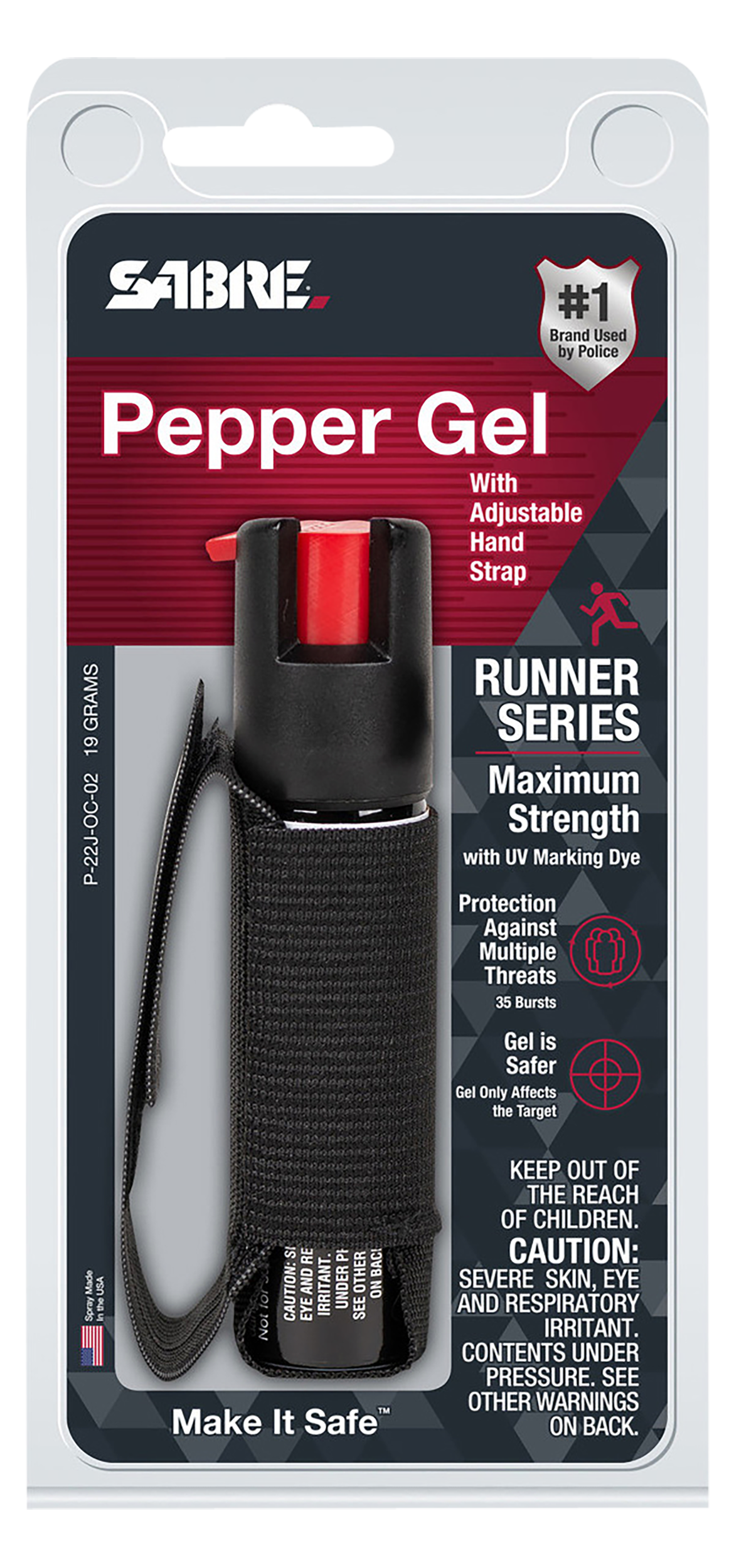Sabre Runner Pepper Gel 35 Bursts 12 ft Range Black - Adjustable Hand Strap — view 2