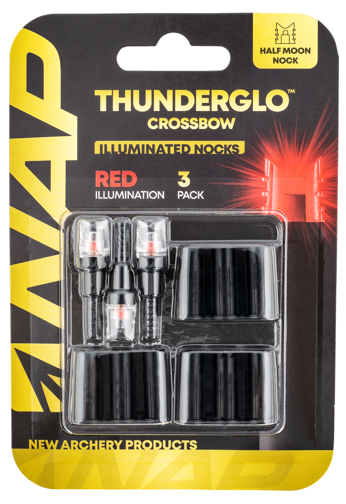 NAP Thunderglo Illuminated Crossbow Nock Red Half Moon 3-Pack — view 2