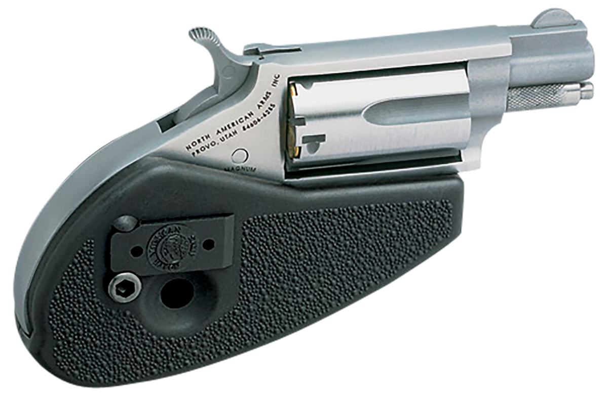 North American Arms 22MSHG Mini-Revolver 22 WMR 1.13" 5-Shot Compact SAO Stainless Revolver - Black Synthetic Holster Grip — view 2