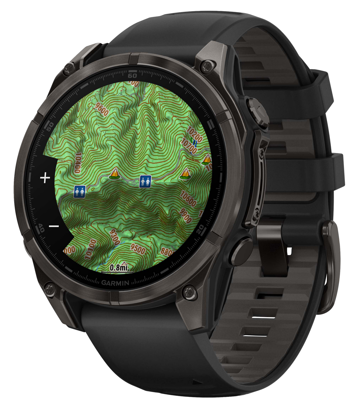 Garmin Fenix 8 47mm AMOLED Sapphire GPS Smartwatch - Carbon Gray DLC Titanium / Black Silicone — view 2