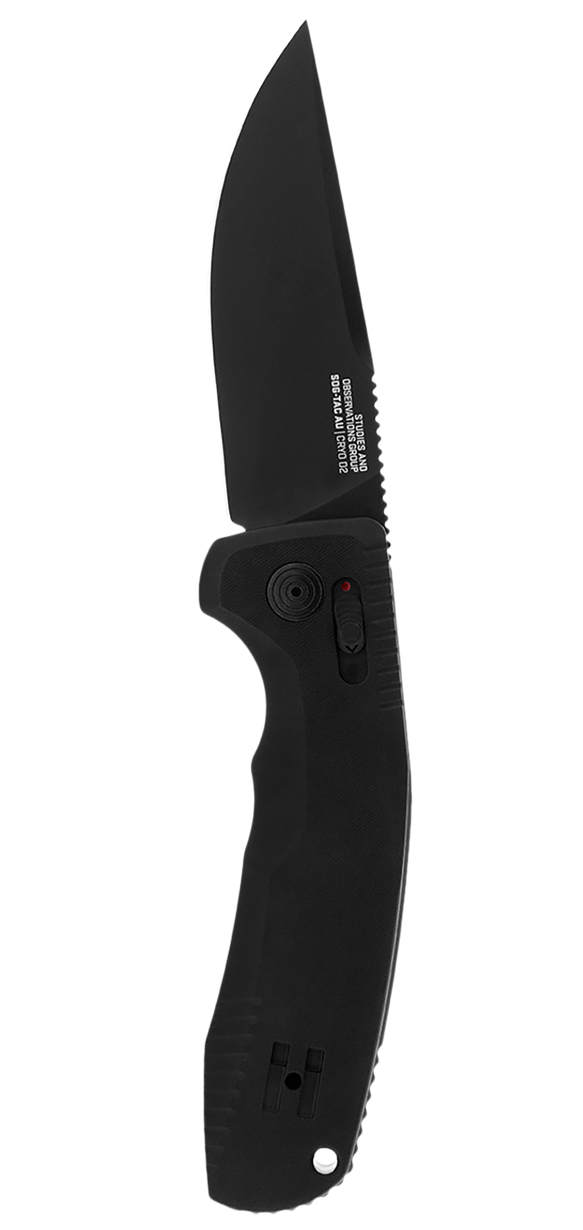 S.O.G SOG-TAC AU Auto 3.43" Folding Drop Point Plain Cryo D2 Black TiNi Aluminum Handle — view 2