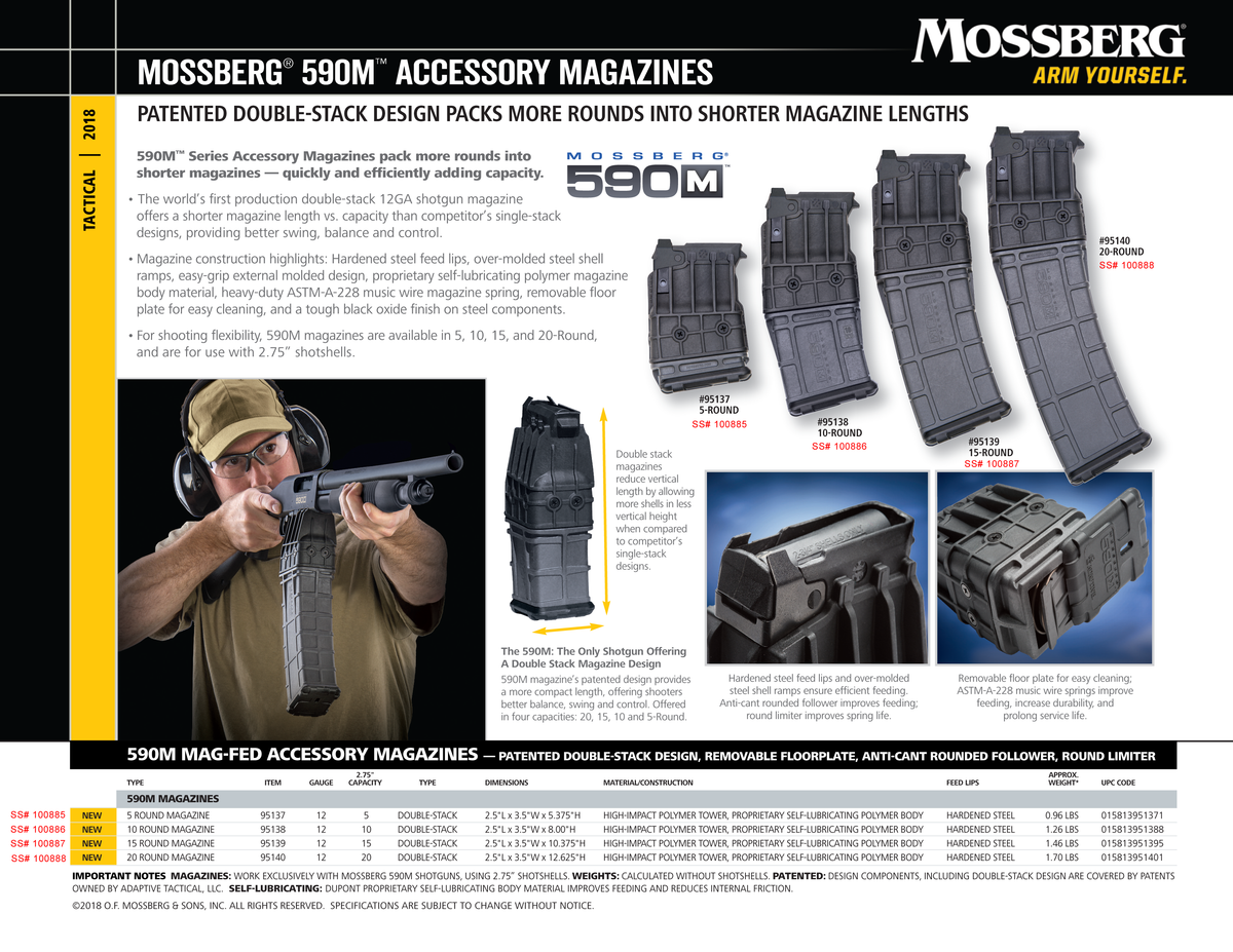 Mossberg 590M 12 Gauge 15rd Double-Stack Polymer Magazine - 2.75" Shotshells Only — view 2