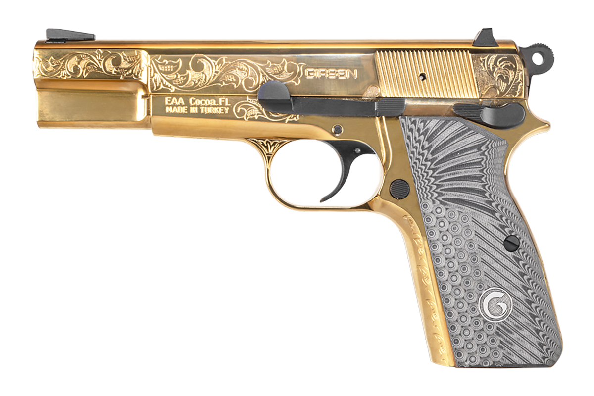 EAA Girsan MC P35 9mm Luger 4.87" 15+1 Semi-Auto Pistol - Gold Engraved — view 2