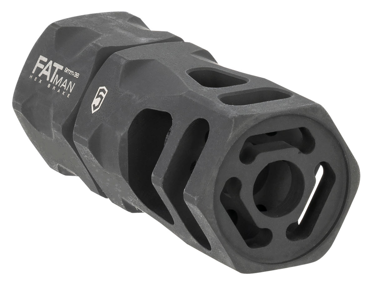 Phase 5 Weapon Systems FATman Hex Brake 1/2x36 Black Parkerized Steel for 9mm/7.62x39/6.8mm AR-Platform — view 2