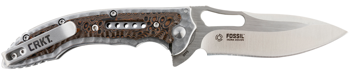 Columbia River 5460 Fossil Compact 3.41" Folding Drop Point 8Cr13MoV Brown G10/SS Handle — view 2