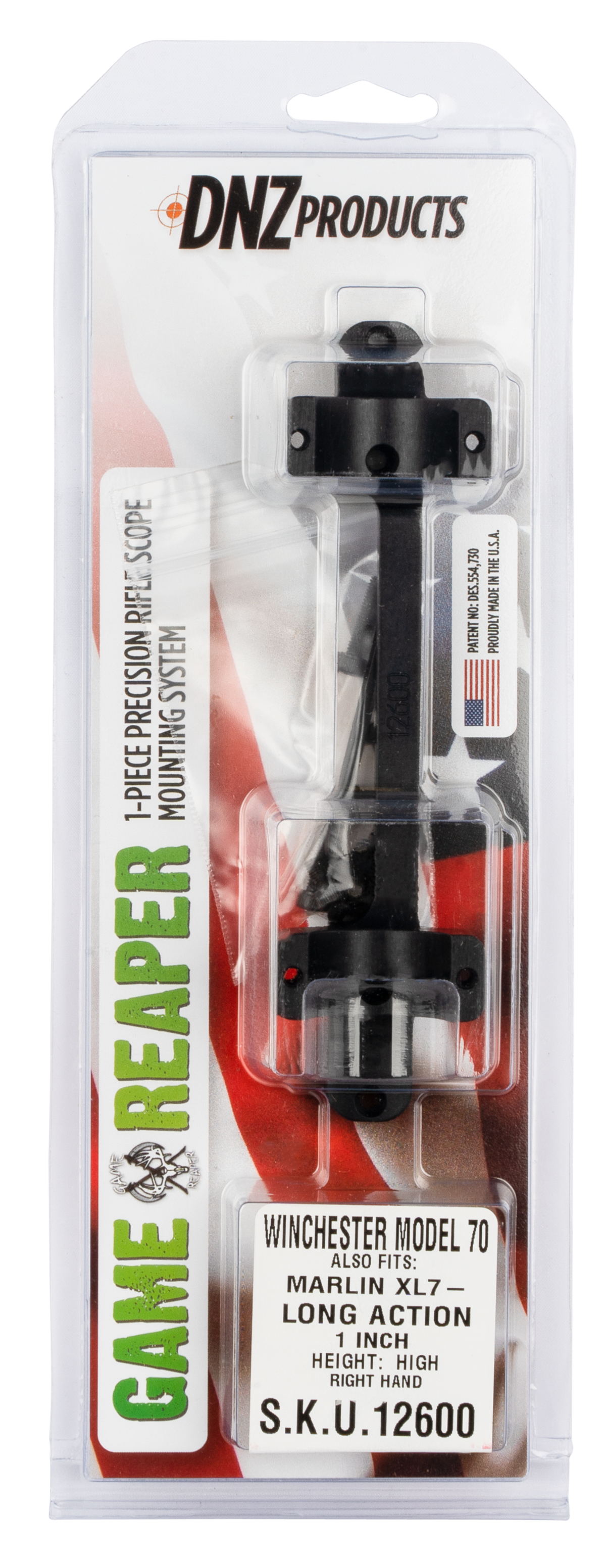 DNZ Game Reaper-Winchester Model 70 Long Action 1" High Matte Black Scope Mount & Ring Combo — view 2