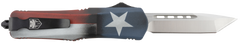 CobraTec Knives FS-3 Texas Flag Medium 3" Tanto Plain Satin D2 Steel 5" Aluminum Cerakoted Handle OTF — view 2