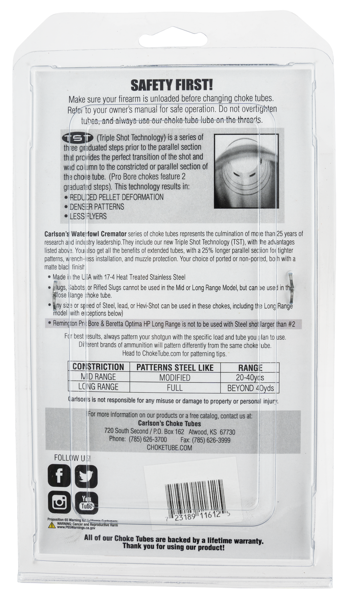Carlsons Cremator Beretta/Benelli Mobil 12 Gauge Mid/Long Range Non-Ported Choke Tube - 2 Pack — view 2