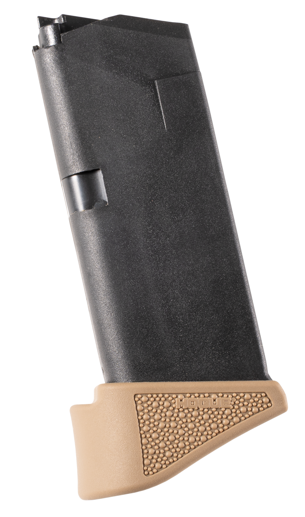 Hogue OverMolded Rubber Grip Extension Base Pad FDE - Fits Glock 26 9mm 10-Rd Magazine — view 2