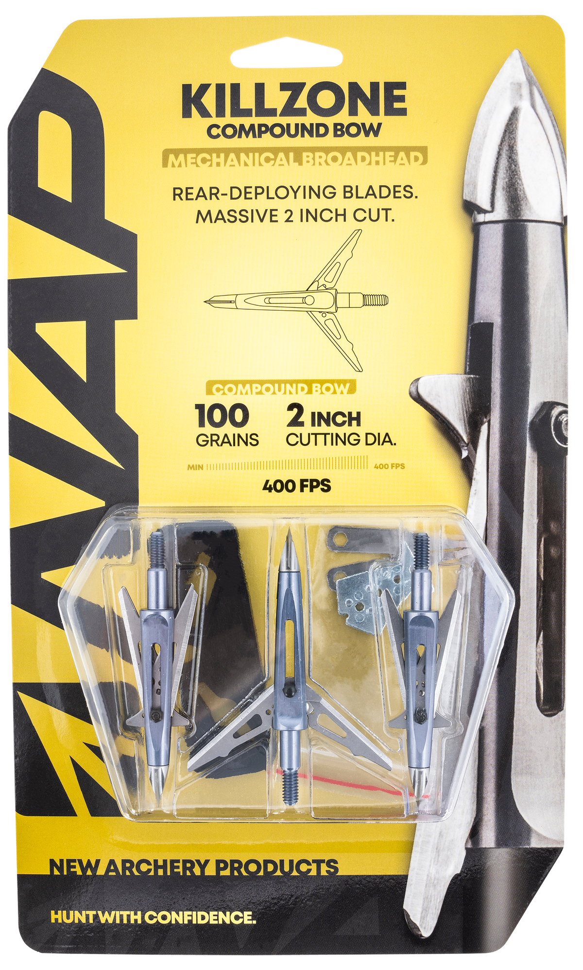 NAP Killzone 100gr 2-Blade Cut-On-Contact Mechanical Broadhead 3 Pack — view 2