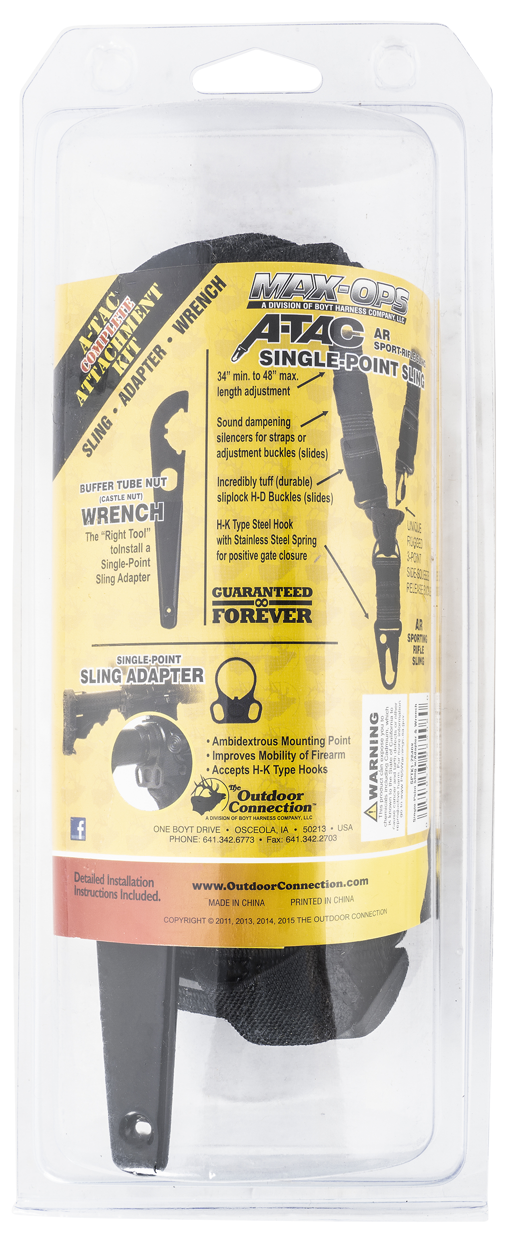 Outdoor Connection A-Tac Single-Point Sling 2" Black Nylon for Rifle/Shotgun — view 2