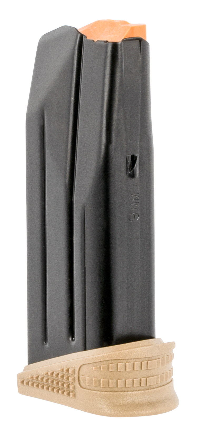 FN 509 Compact 12rd Extended Floorplate 9mm Luger Magazine - Black/FDE — view 2