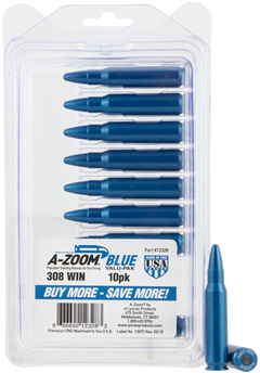 A-Zoom 12328 Rifle Blue Snap Caps .308 Win/7.62 NATO 10-Pack Dummy Rounds — view 2
