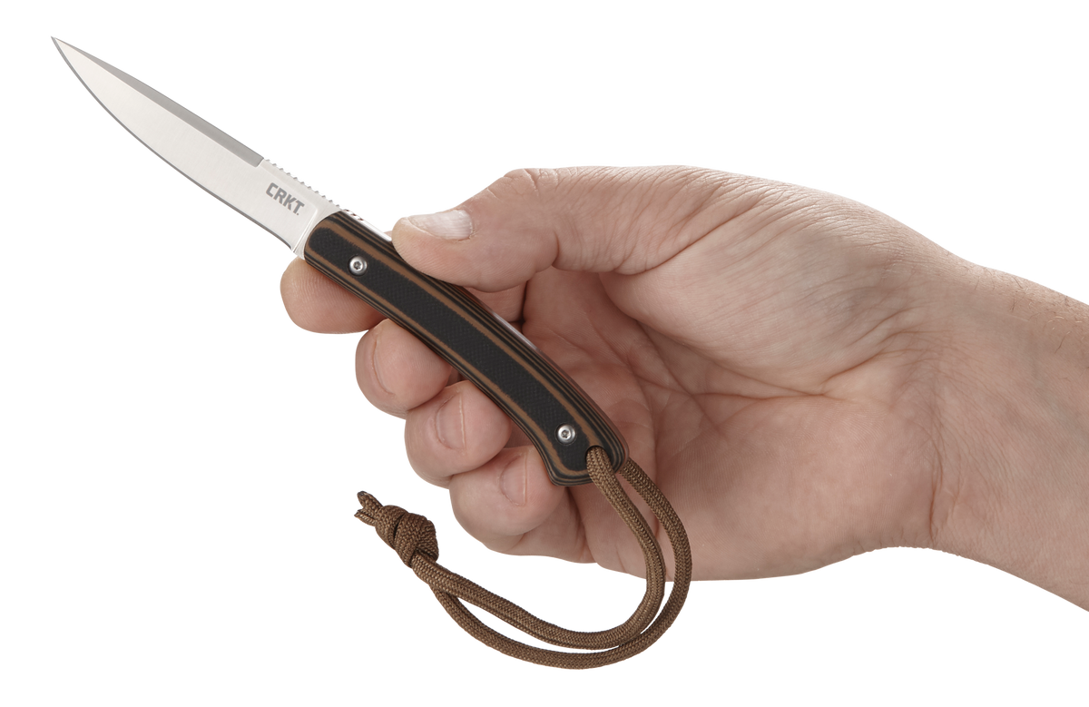 Columbia River Biwa 3.02" Fixed Plain Satin 8Cr13MoV SS Black/Brown G10 Handle — view 2