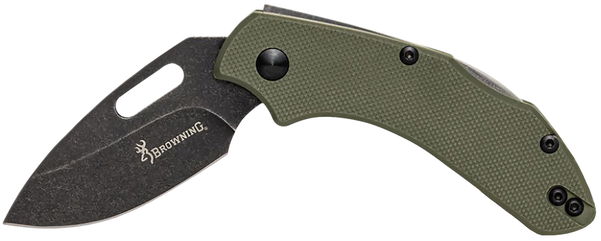 Browning Hidden Hollow EDC Small 2.25" D2 Folding Drop Point OD Green G10 Knife — view 2