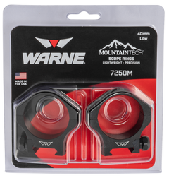 Warne 7250M Mountain Tech 40mm Low 0 MOA Scope Rings - Matte Black — view 2