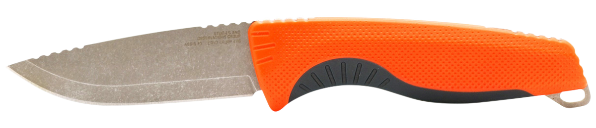S.O.G Aegis FX 3.70" Fixed Blade Drop Point Plain 4116 Krupp - Rescue Red/Indigo GRN — view 2