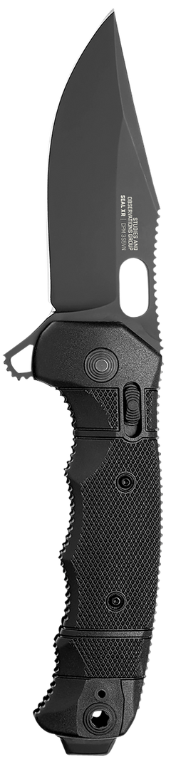 S.O.G Seal XR 3.90" Folding Clip Point Plain S35VN Black Cerakote GRN Handle — view 2